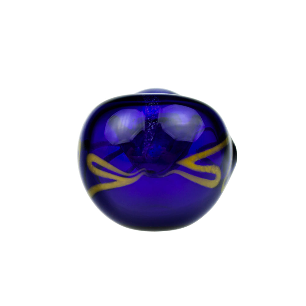 G-Spot Glass Spoon Pipe - Dark Blue with Green Artwork - Front view