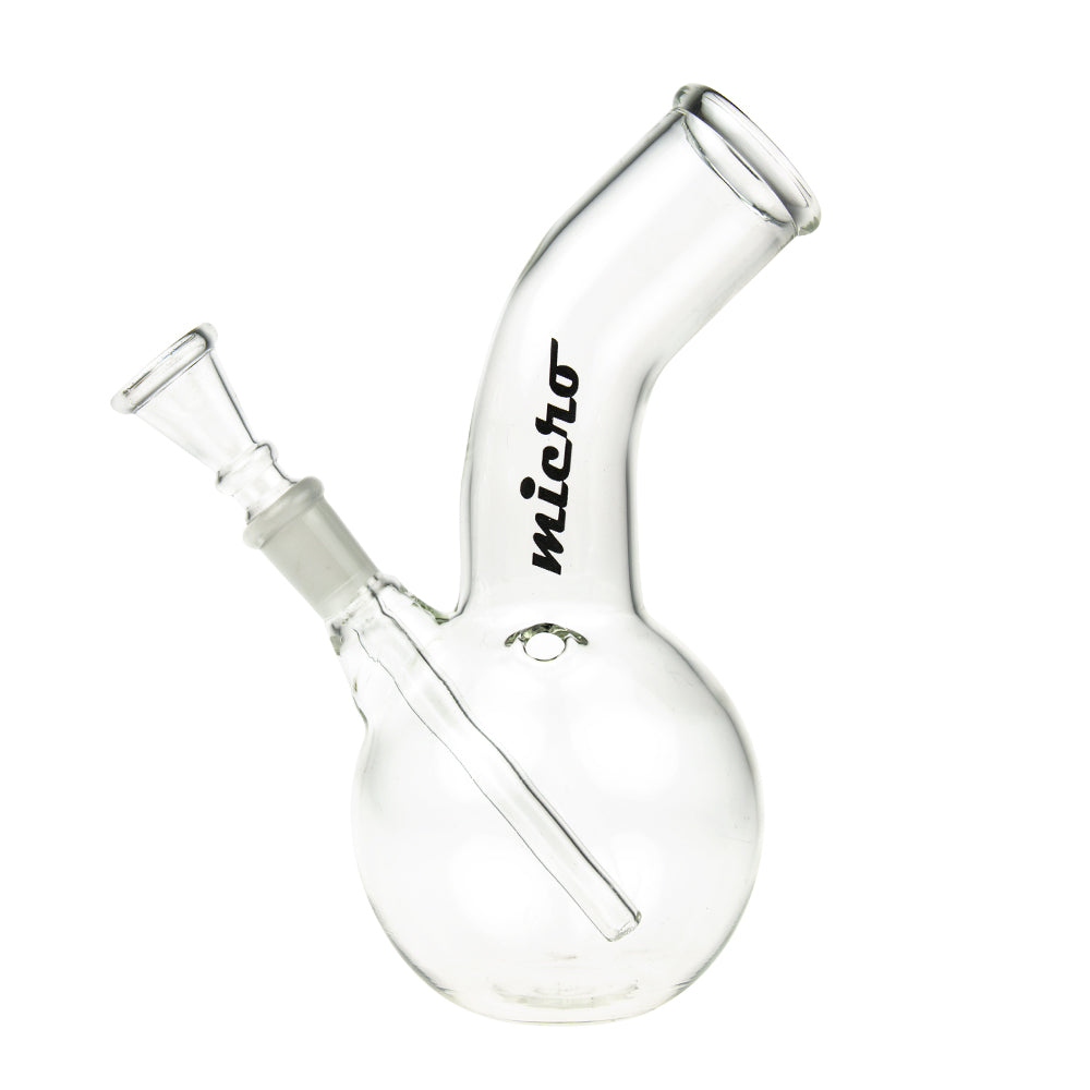 Micro Bong with Bubble Base and Bent Neck - Left Side View