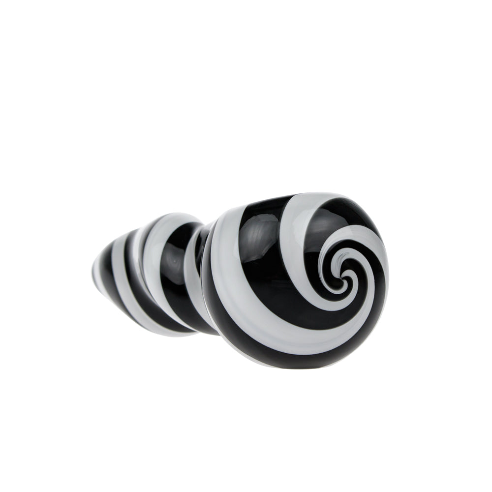 G-Spot Glass Spoon Pipe - Black and White Stripes