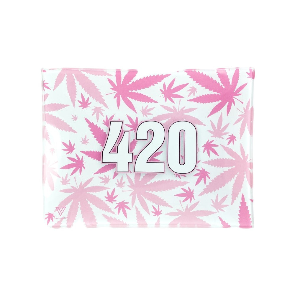V Syndicate Small Glass Rolling Tray | 420 Pink