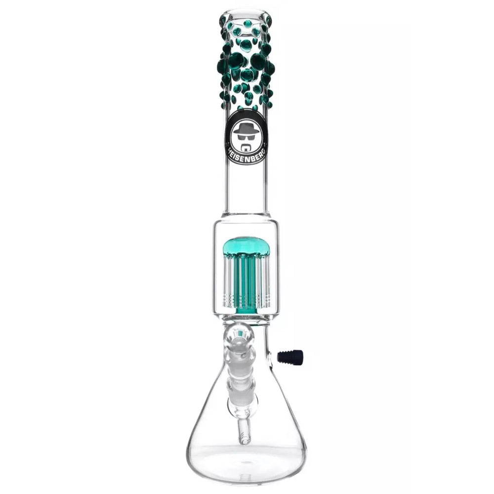 Heisenberg Beaker Bubble 12-Arm Tree Perc Bong | Dark Green | front view