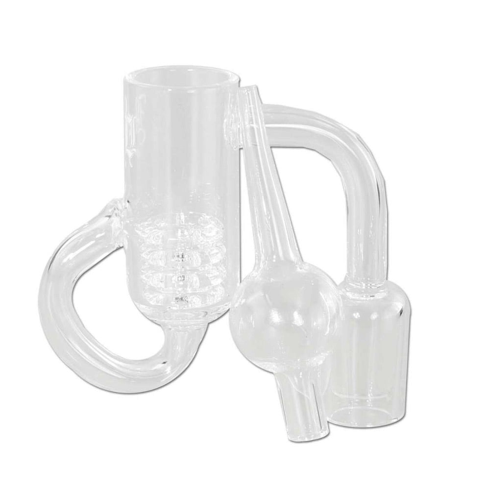Black Leaf Loop Banger with Drum Perc and Carb Cap | 18.8mm | 90 Degree