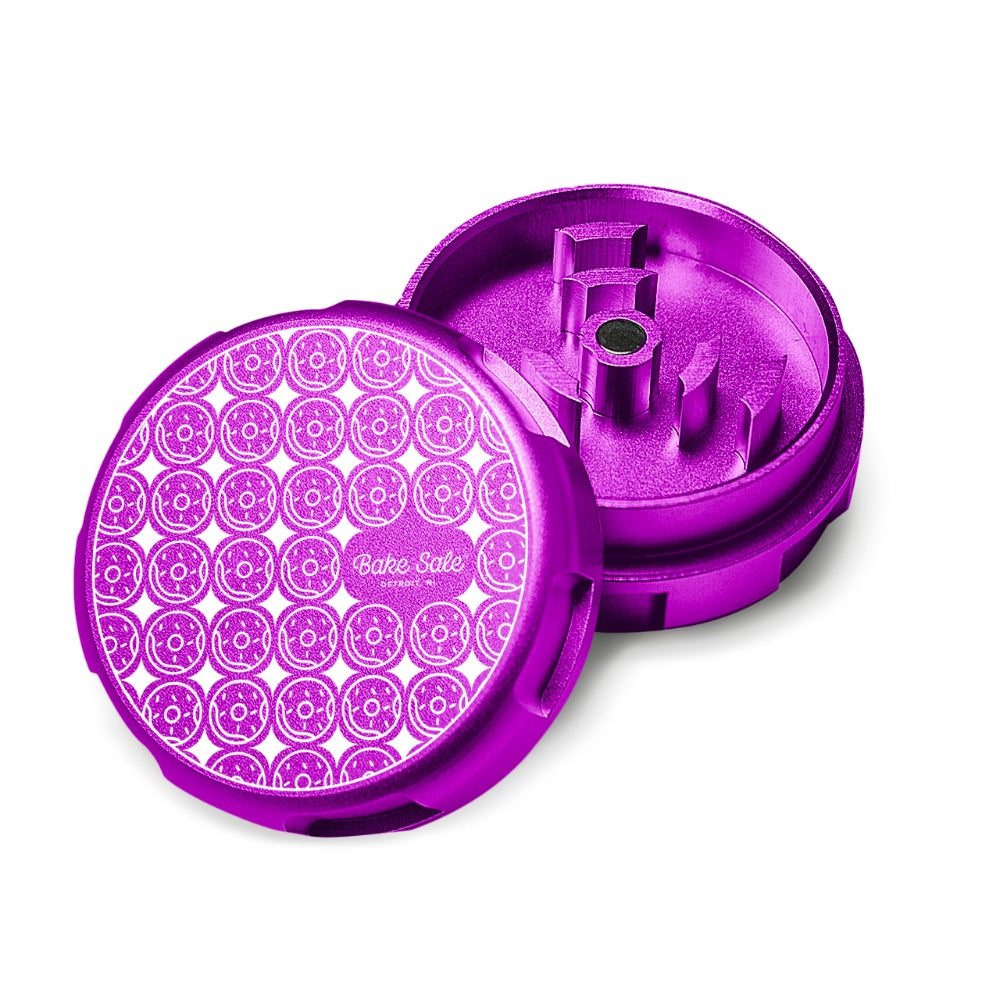 Bake Sale 2-Part Aircraft Grade Aluminum Grinder | Donut Pattern | Purple