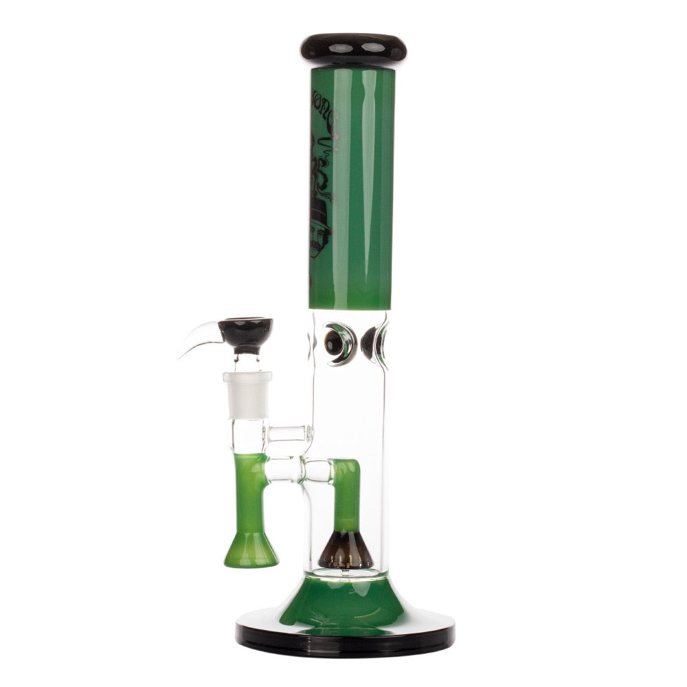 Grace Glass Cheech & Chong High Rollers Straight Tube Percolator Bong | Green | side view 2