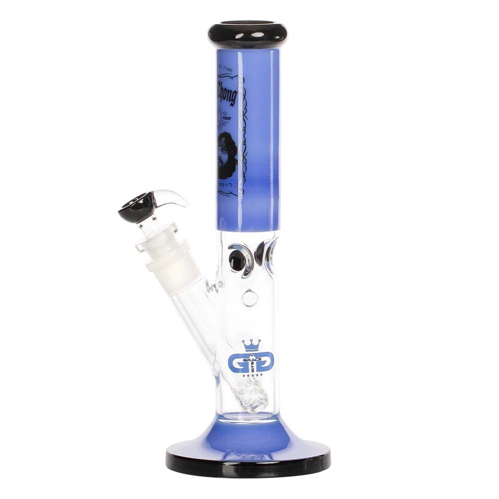 Grace Glass Cheech & Chong Greatest Hits Straight Tube Bong | Blue | side view 2
