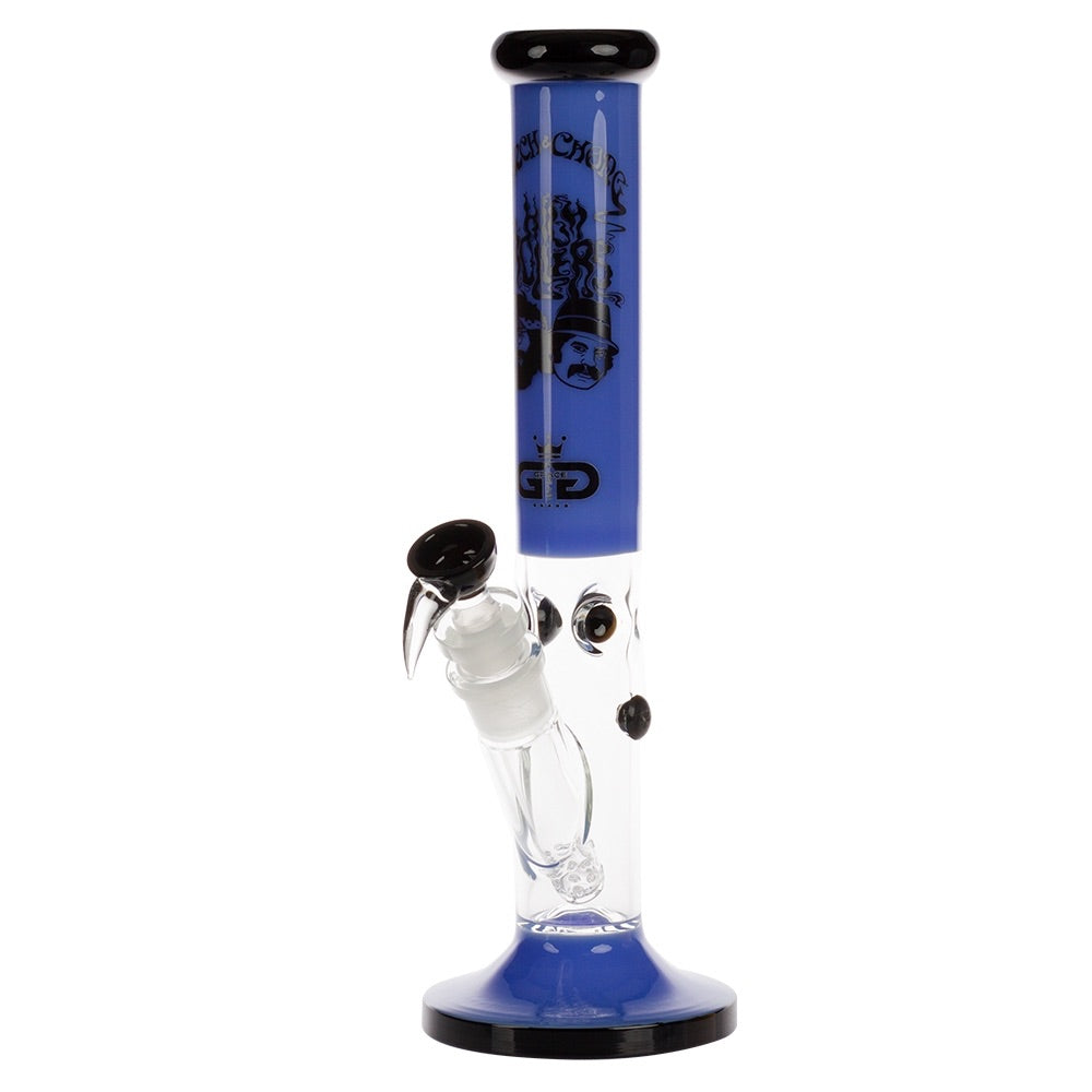 Grace Glass Cheech & Chong High Rollers Straight Tube Bong | Blue | side view 1