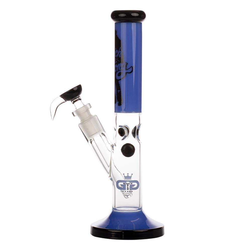 Grace Glass Cheech & Chong Peace Straight Tube Bong | Blue | side view 2