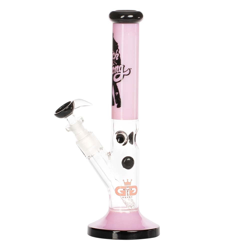 Grace Glass Cheech & Chong Peace Straight Tube Bong | Pink | side view 2