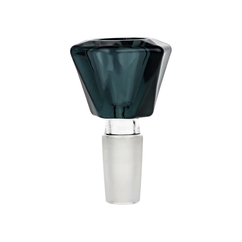 Colored Glass Diamond Shaped Herb Bowl | Male Joint | Transparent Black
