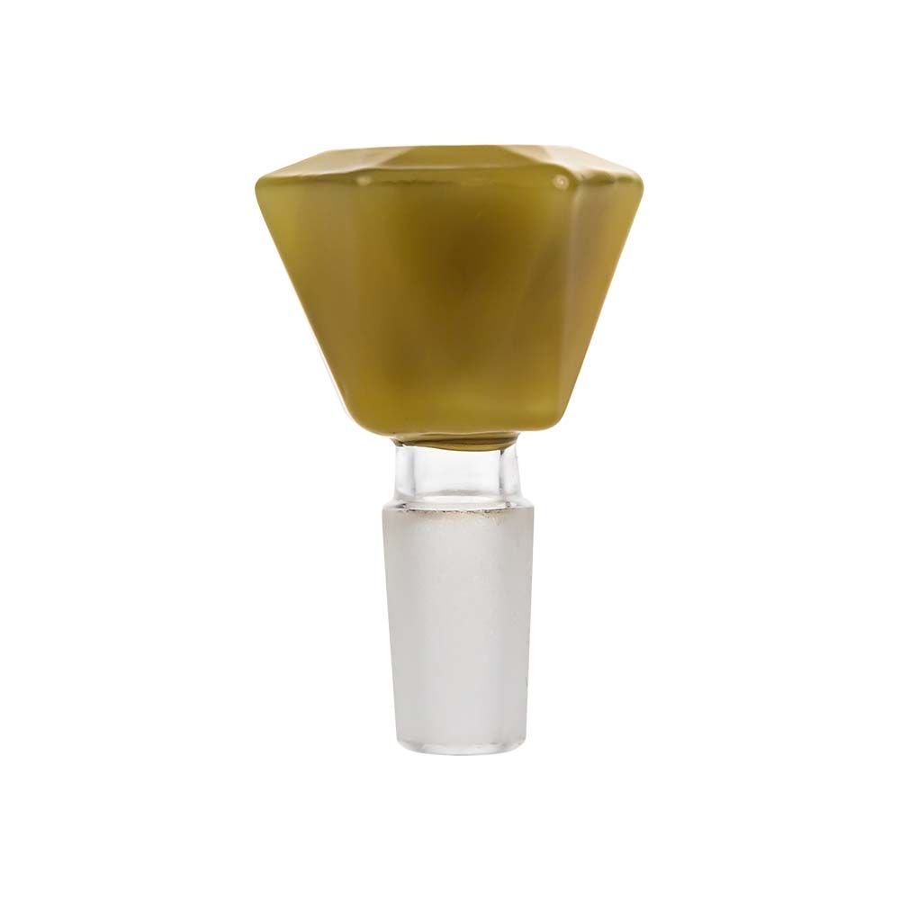 Colored Glass Diamond Shaped Herb Bowl | Male Joint | Topaz