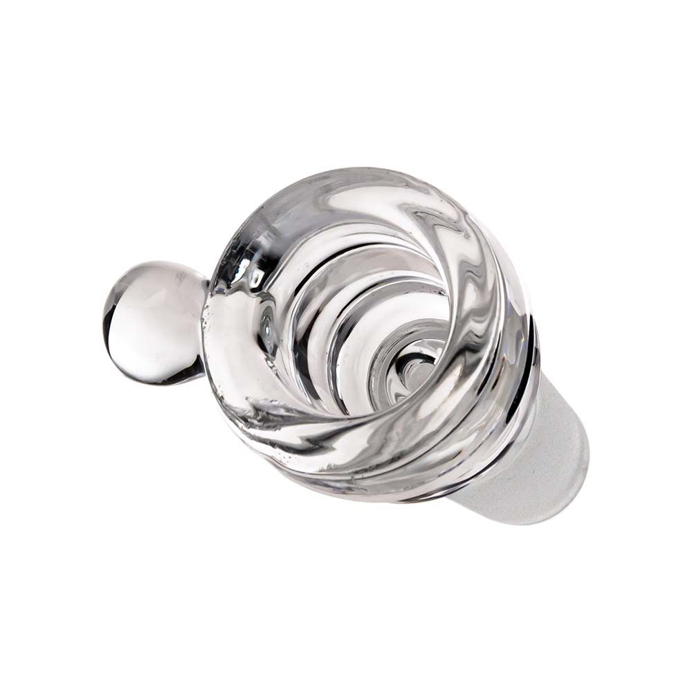 Colored Glass Herb Bowl with Marble Handle | Male Joint | Clear