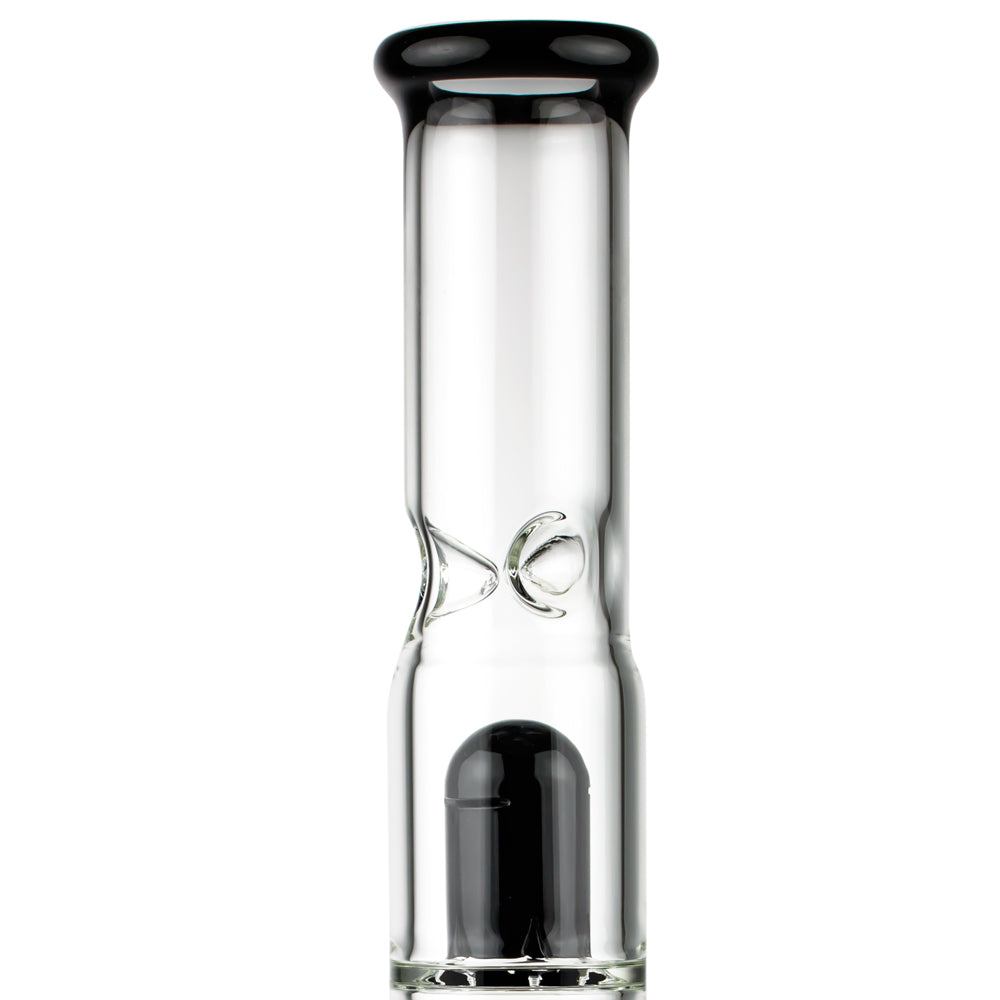 Black Leaf Beaker Base Ice Bong with 6-arm Perc | Black - Ice Notches