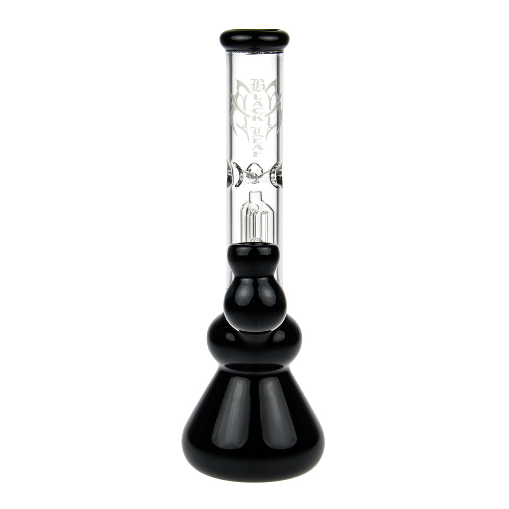 Black Leaf 4-arm Perc Bong with Ash Catcher | Black - Front View