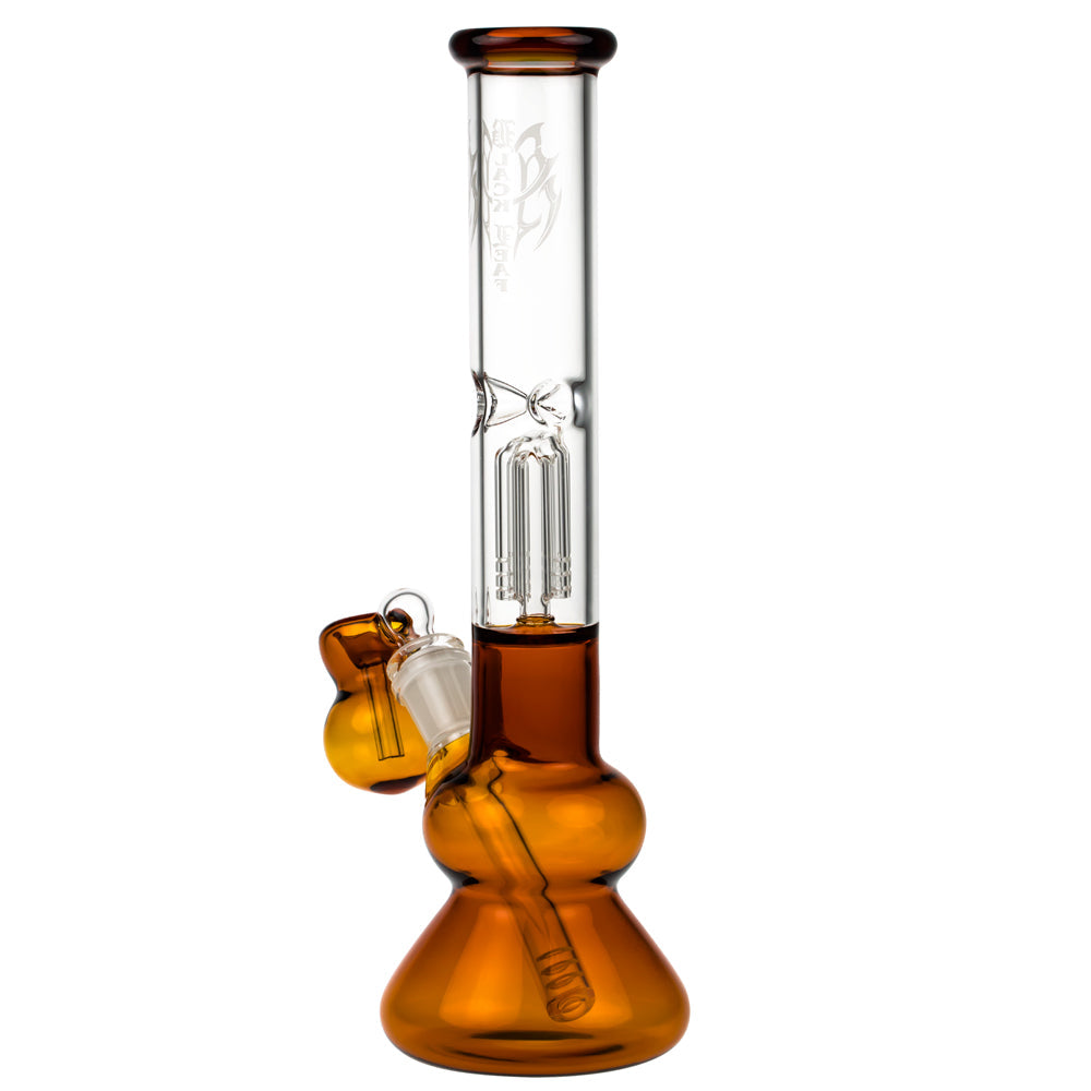 Black Leaf 3-arm Perc Bong with Ash Catcher | Amber - Side View 4