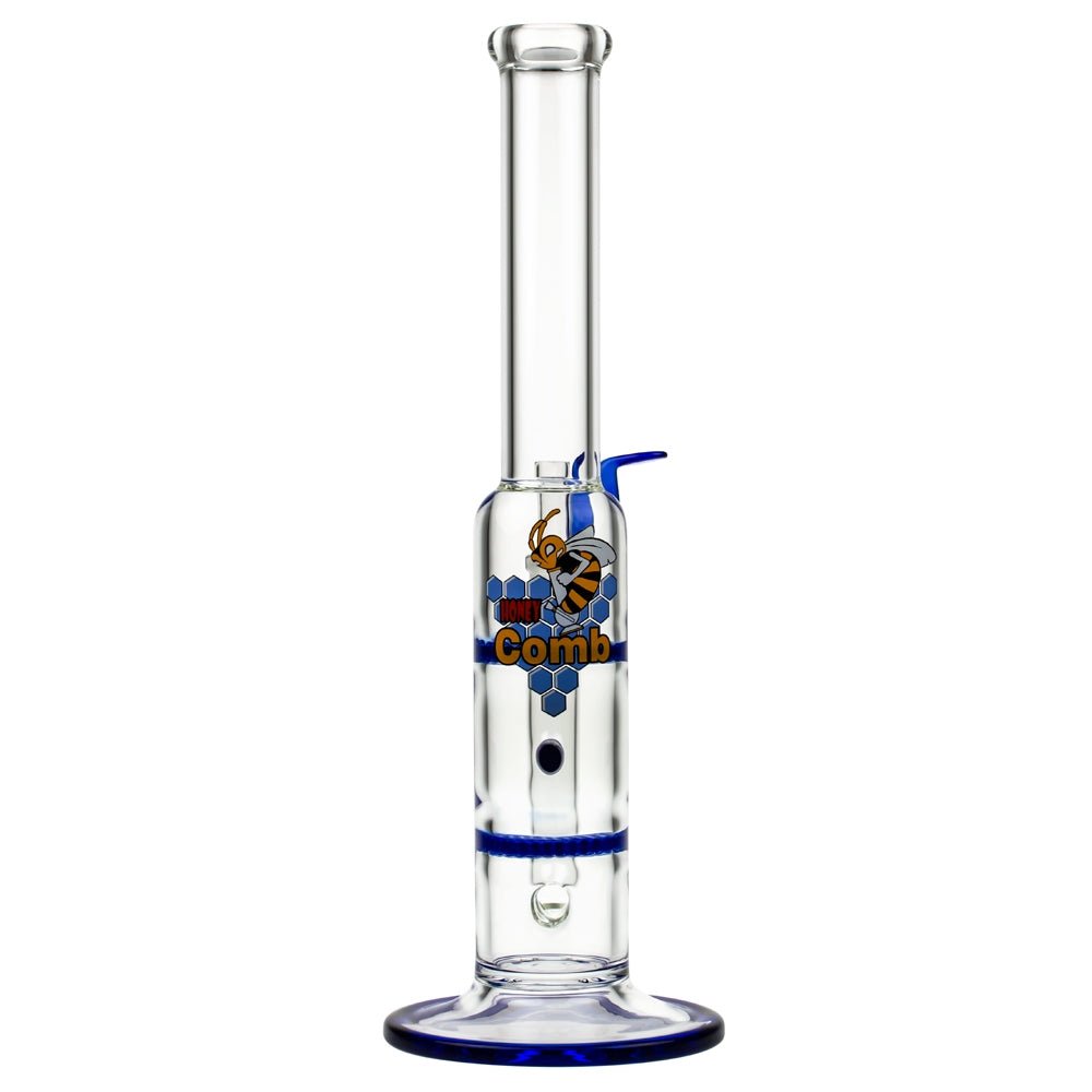 Black Leaf Glass Bong with Double HoneyComb Disc Perc | 32cm - Back View