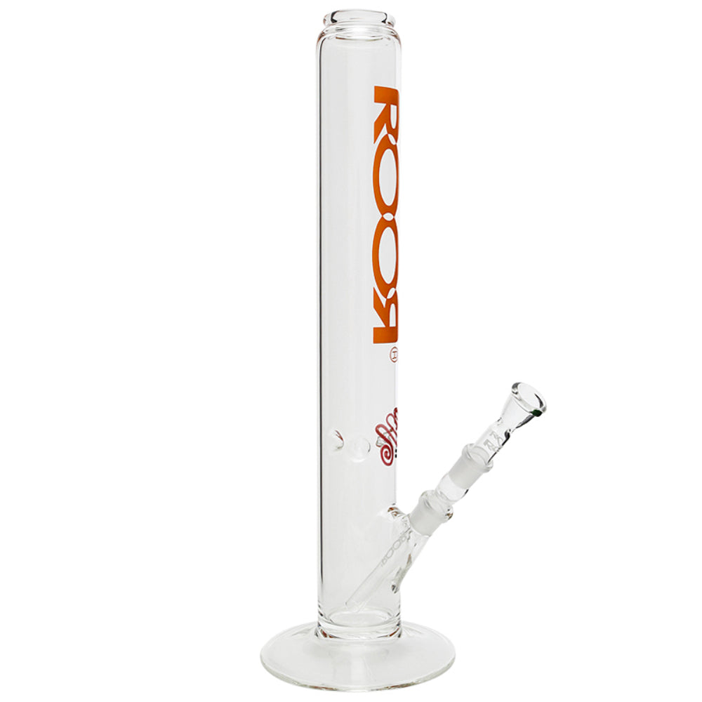ROOR Zumo Straight Cylinder Glass Ice Bong | Orange Logo - Side View 2