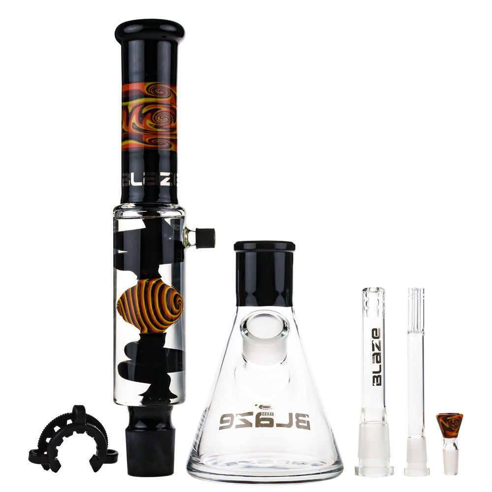 Blaze Glass - Complete Mix and Match Kit - Liquid Cooling Spiral Bong - Black and Orange
