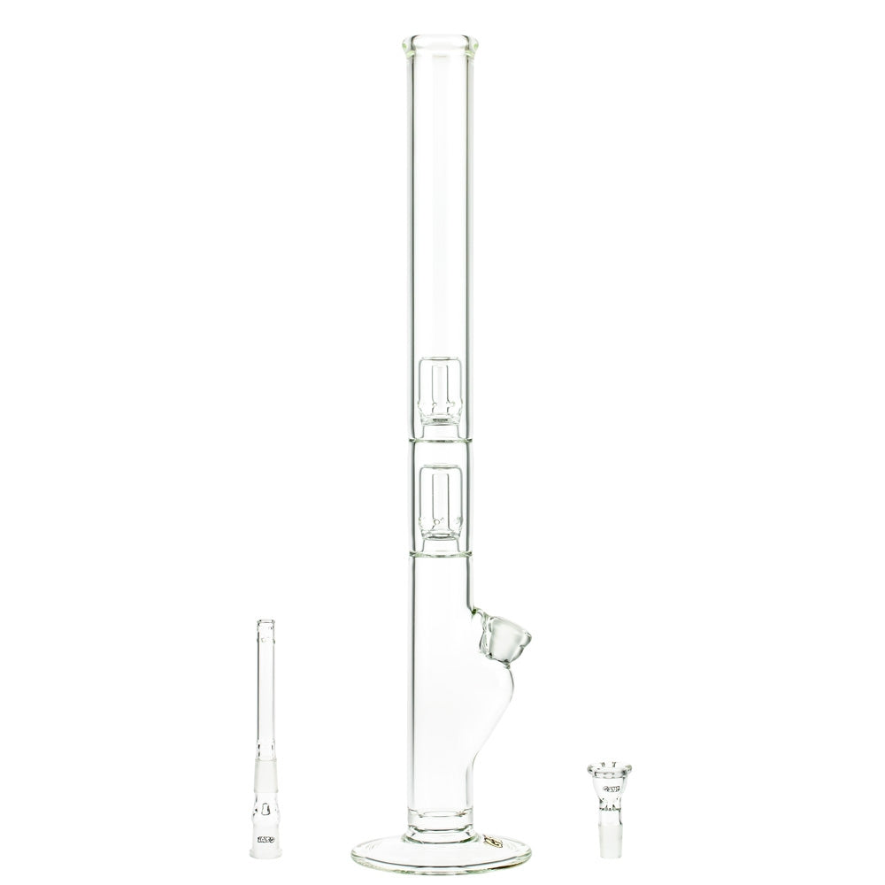G-Spot Glass Cylinder Double Percolator Bong with Gold Logo | 60cm - Diffuser Downstem and Herb Bowl Included