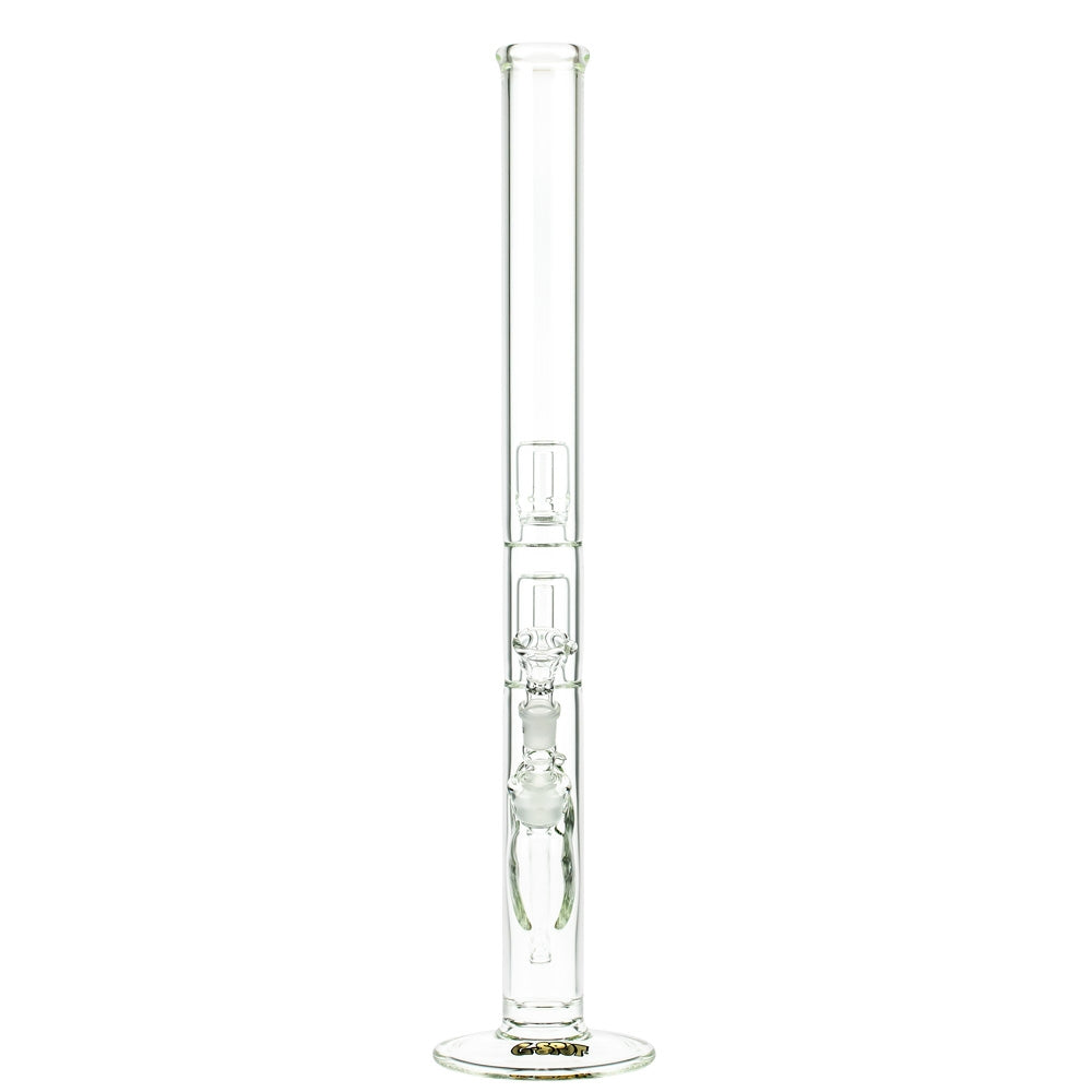 G-Spot Glass Cylinder Double Percolator Bong with Gold Logo | 60cm - Front View