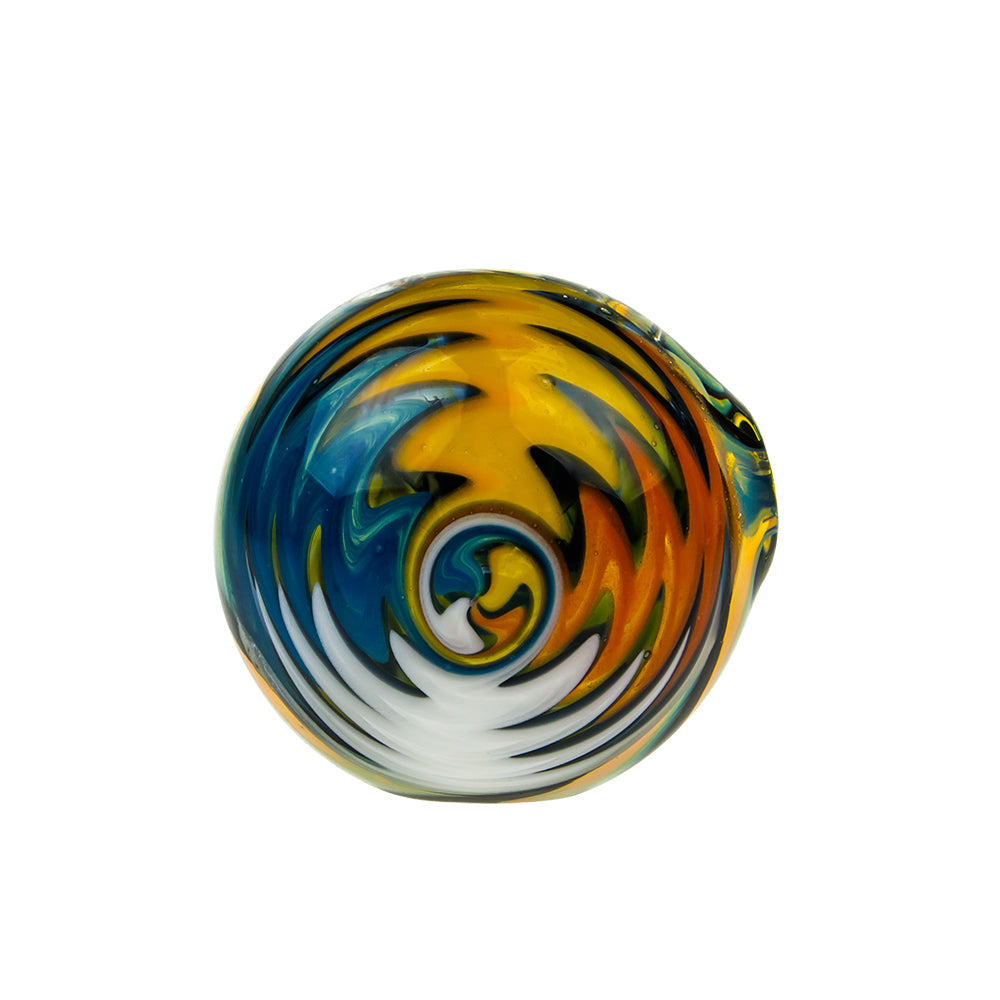G-Spot Glass Spoon Pipe - Black and White Stripes with Hurricane Bowl - Front View