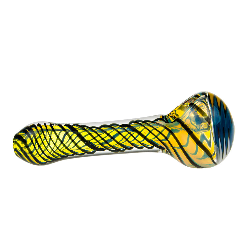 G-Spot Glass Spoon Pipe - Black and White Stripes with Hurricane Bowl - Side View 3