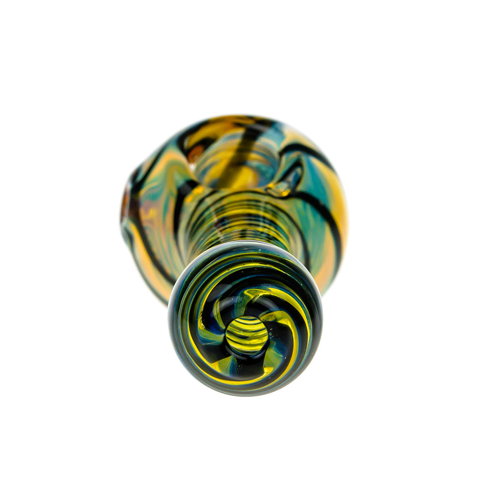 G-Spot Glass Spoon Pipe - Black and White Stripes with Hurricane Bowl - Back View