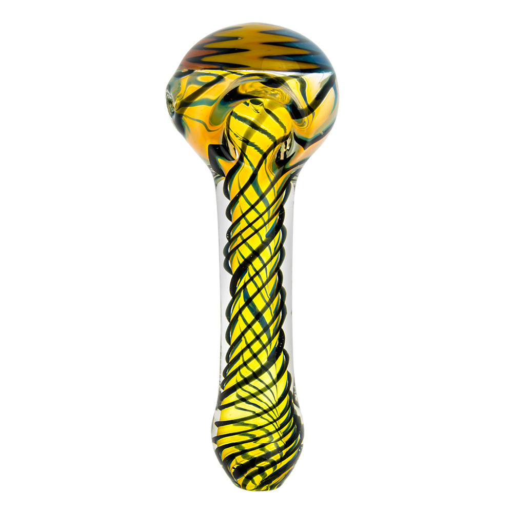 G-Spot Glass Spoon Pipe - Black and White Stripes with Hurricane Bowl - Top View