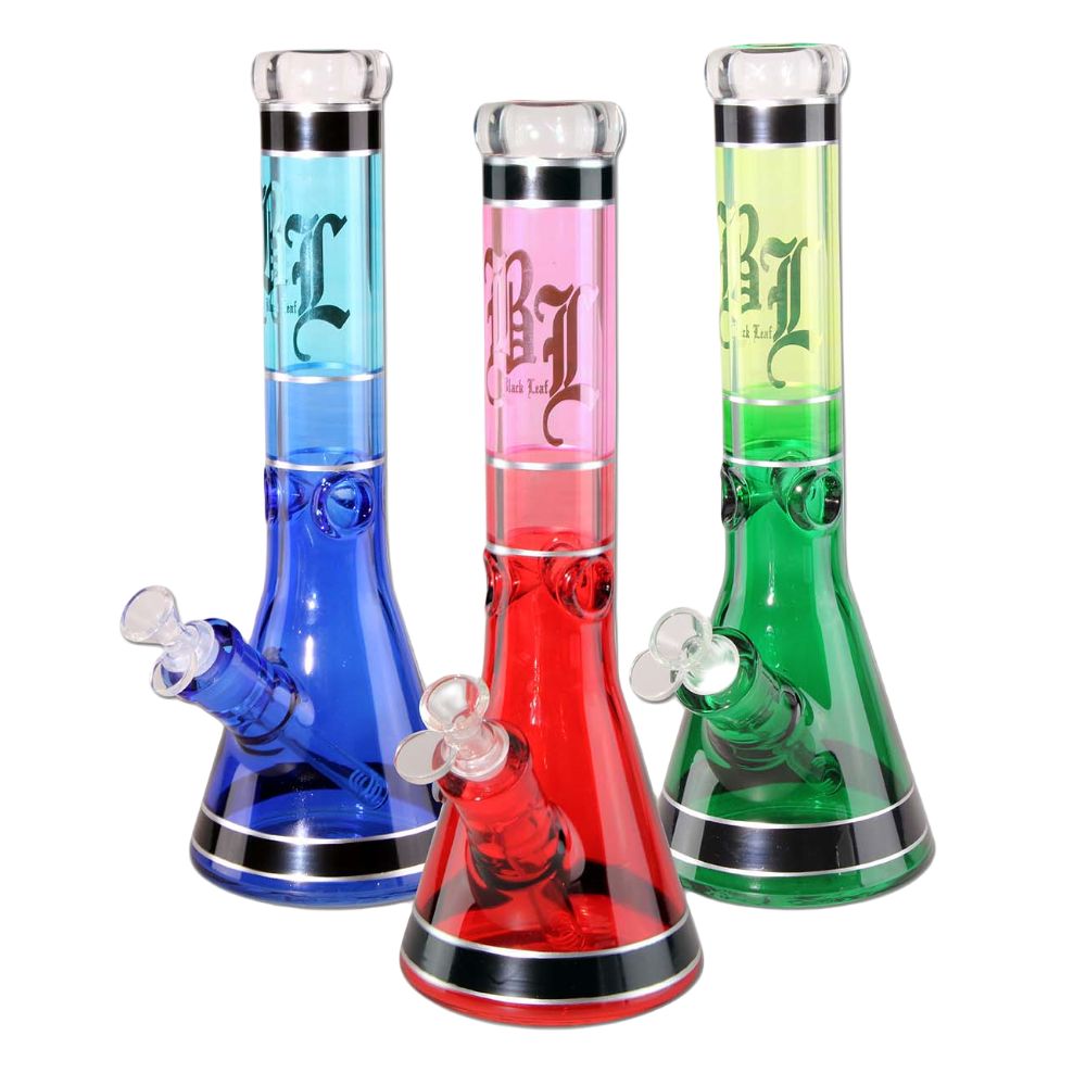 Black Leaf Beaker Base Ice Bong | 13.8 Inch | Available Colors