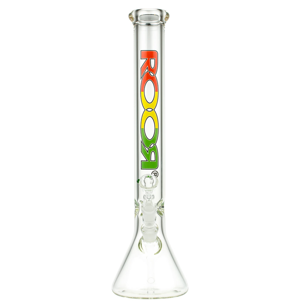 ROOR Little Sista Beaker Base 7mm Glass Ice Bong | Rasta | 45cm - Front View