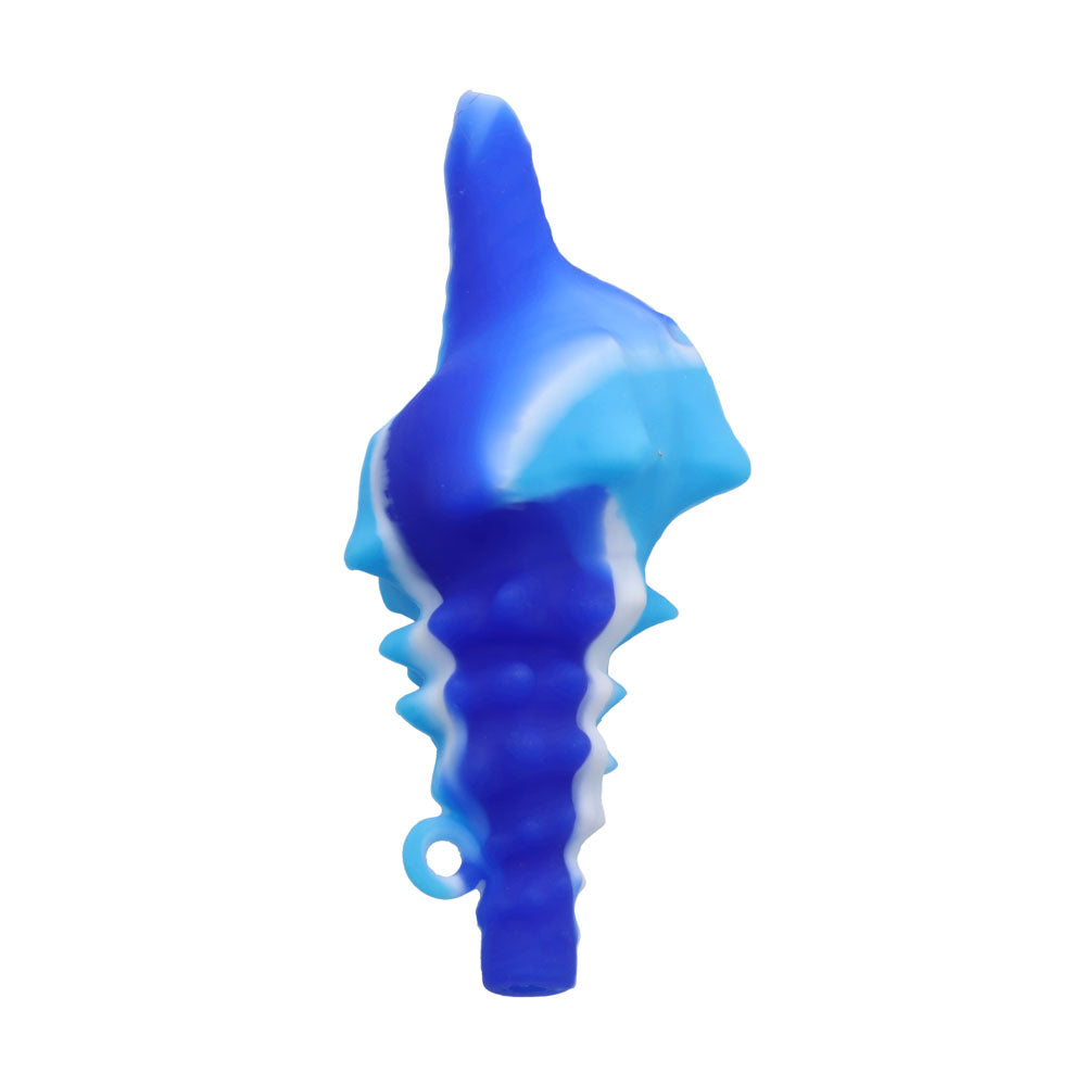 Silicone Shell Pipe with Loop and Glass Bowl | 4.5 Inch | Blue | bottom view