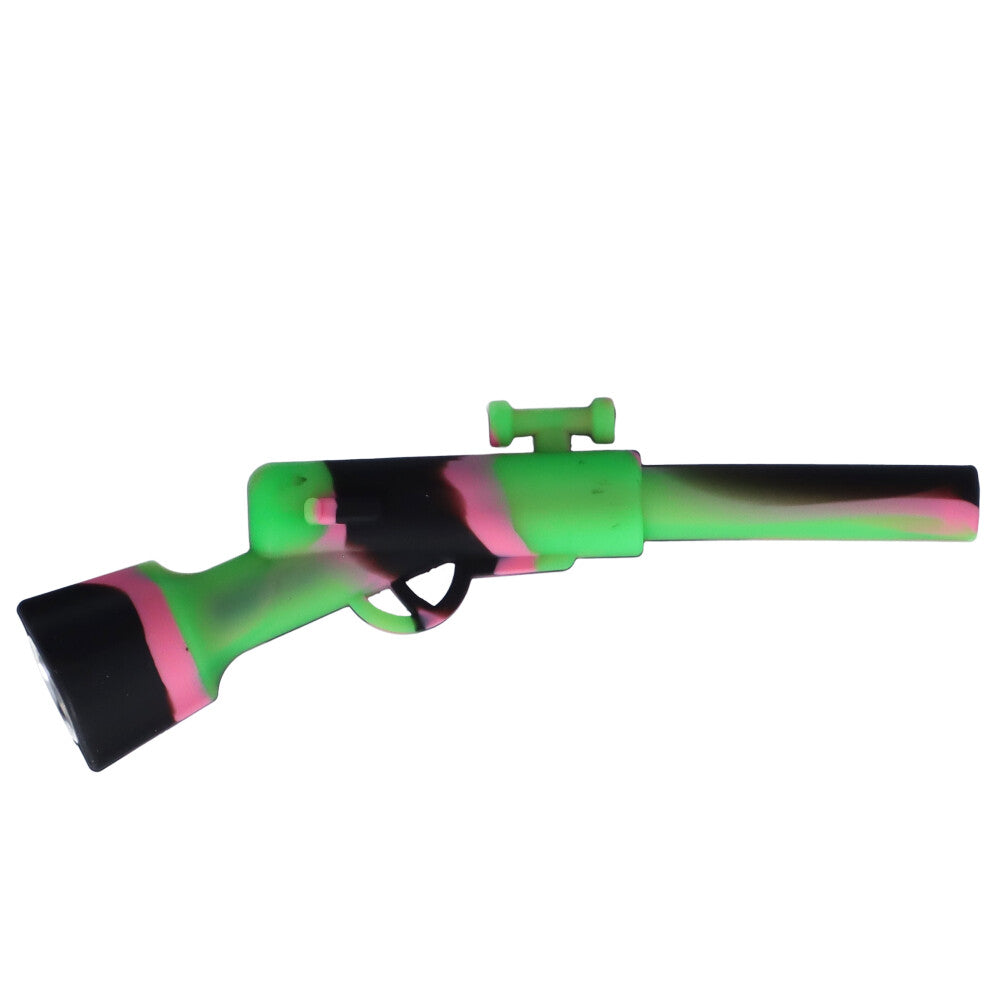 Silicone Shotgun Hand Pipe with Insert Glass Bowl | Black/Green/Pink