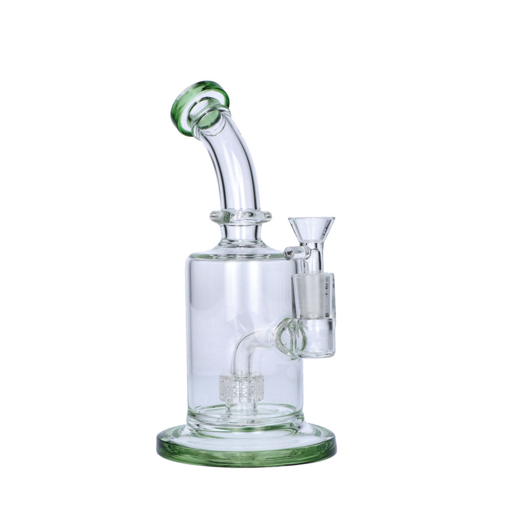 Glass Glycerine Beaker Bubbler with Drum Percolator | Teal | side view 1