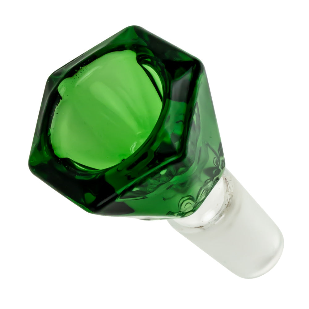 Glass Diamond Herb Bowl | Green | 14.5mm - Top View