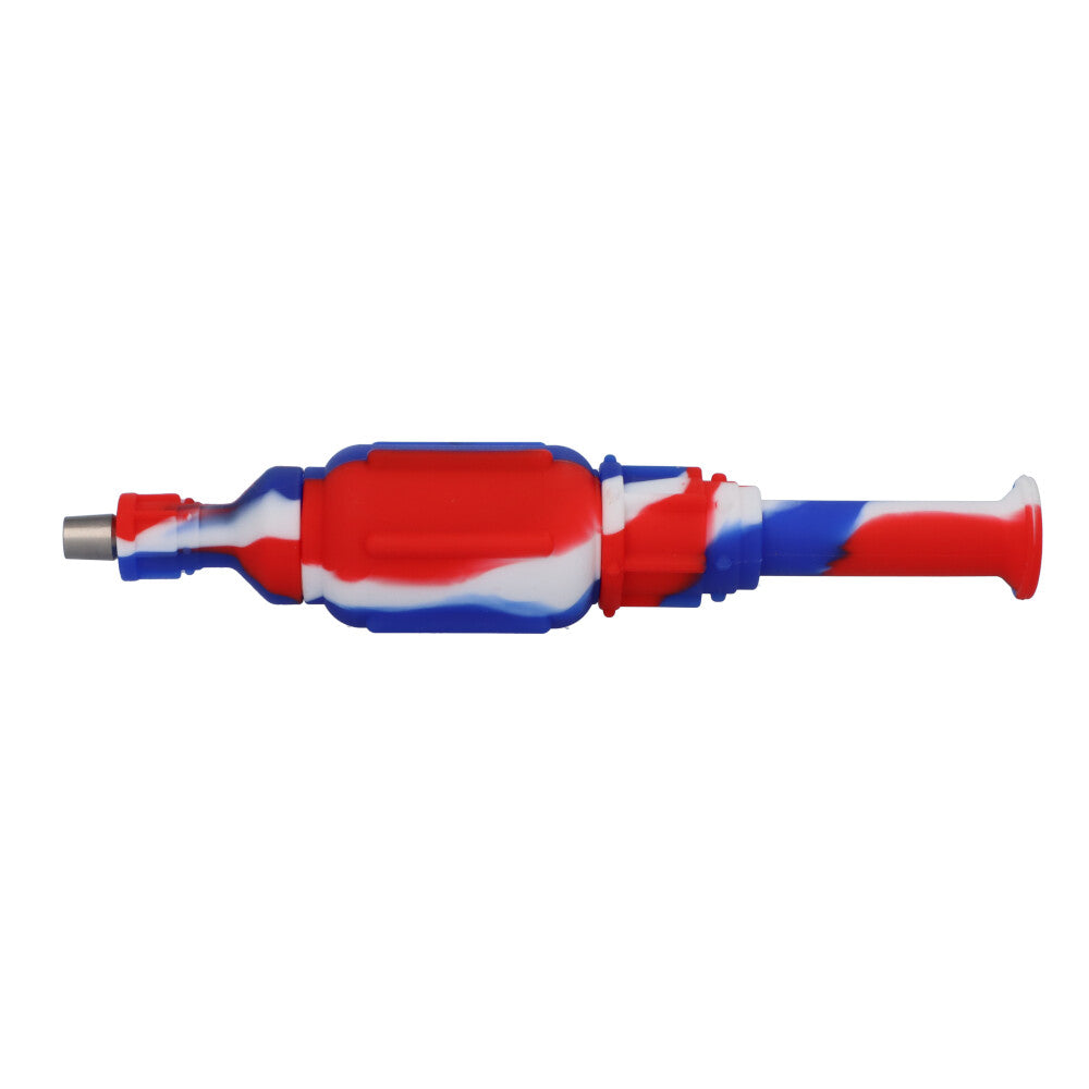 Multi-Colored Silicone Nectar Collector | 8 Inch | Red/White/Blue