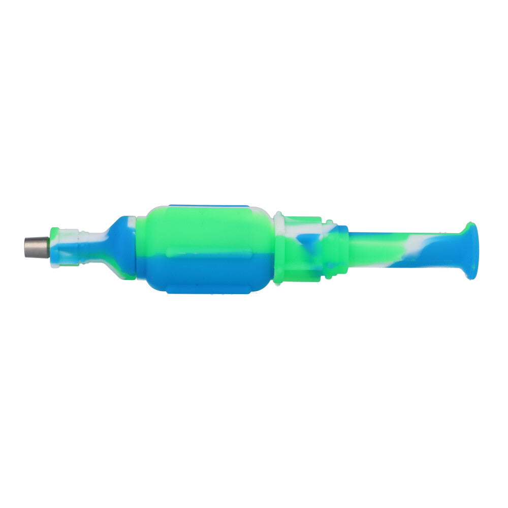 Multi-Colored Silicone Nectar Collector | 8 Inch | Green/Blue/White