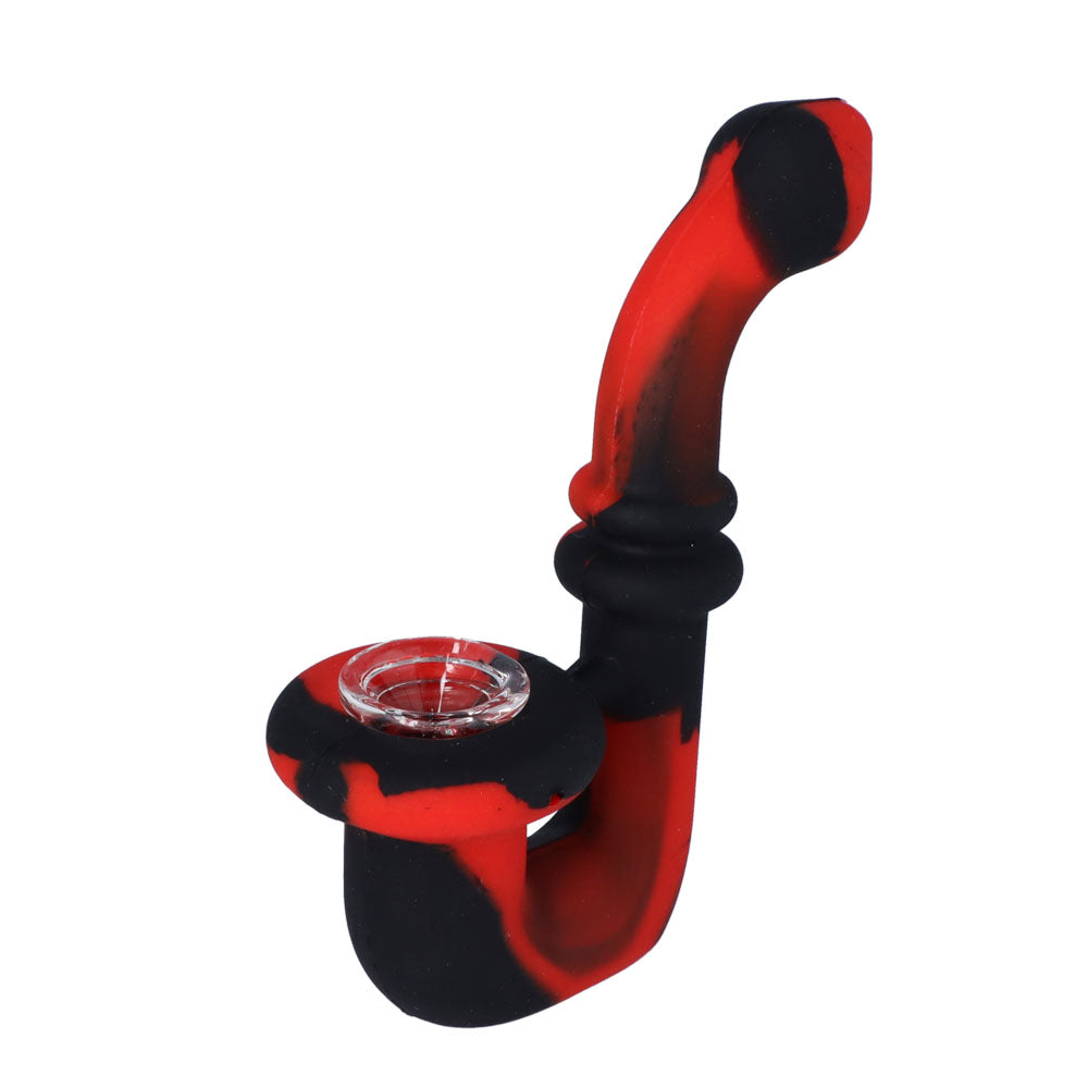 Silicone Sherlock Pipe with Glass Bowl | Random Color | Red | side view 1