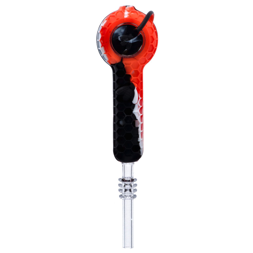 Silicone Spoon Pipe with Glass Bowl and Cap | 4 Inch | Red/Blank | top view