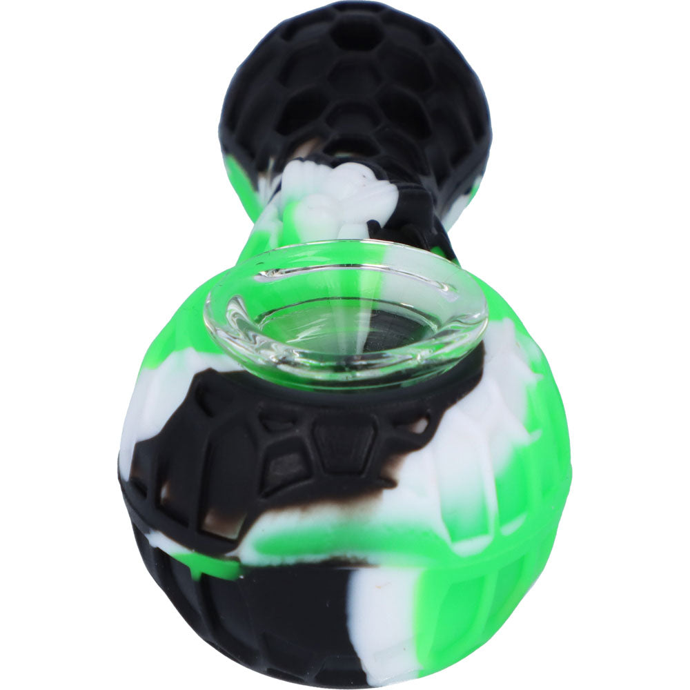 Silicone Spoon Pipe with Glass Bowl | 4.5 Inch | Random Multi-Colored | Green | front view