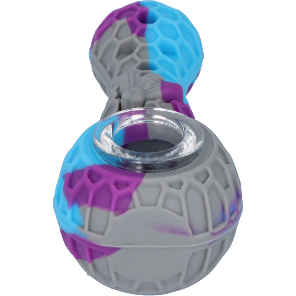 Silicone Random Color Spoon Pipe with Glass Bowl | 4.5 Inch | Grey | front view