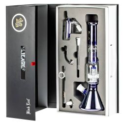 Black Leaf  Beaker Ice Bong with Drum Percolator | Boxed Set