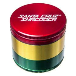 Santa Cruz Shredder Aluminum Herb Grinder | Large | 3-Part | Rasta | Side view 