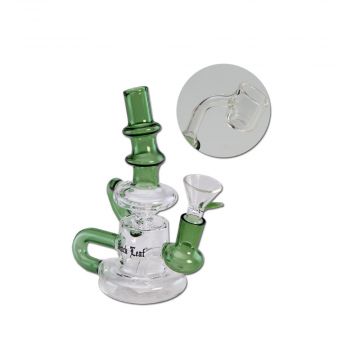 Black Leaf Glass Recycler Hybrid Dab Rig | Green